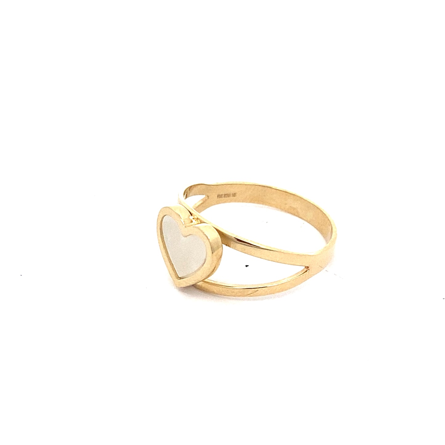 14K Yellow Gold Ladies Mother Of Pearl Heart Ring Size 7 1.3Dwt
