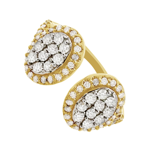 0.80Ctw 10K Two Tone Double Oval Diamond  Fashion Ring Size 7 2.2Dwt