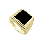 10K Two Tone Gold Mens Onyx w/Cz Fashion Ring Size 11 6.3Dwt