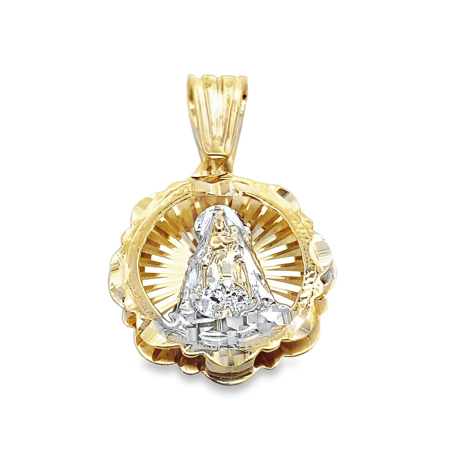 10K Two Tone 3D Caridad Del Cobre Pendant 5.0Dwt