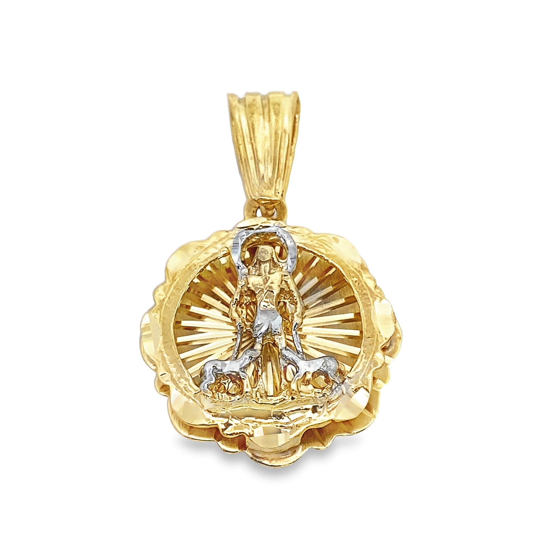 10K Two Tone 3D San Lazaro Pendant 5.1Dwt