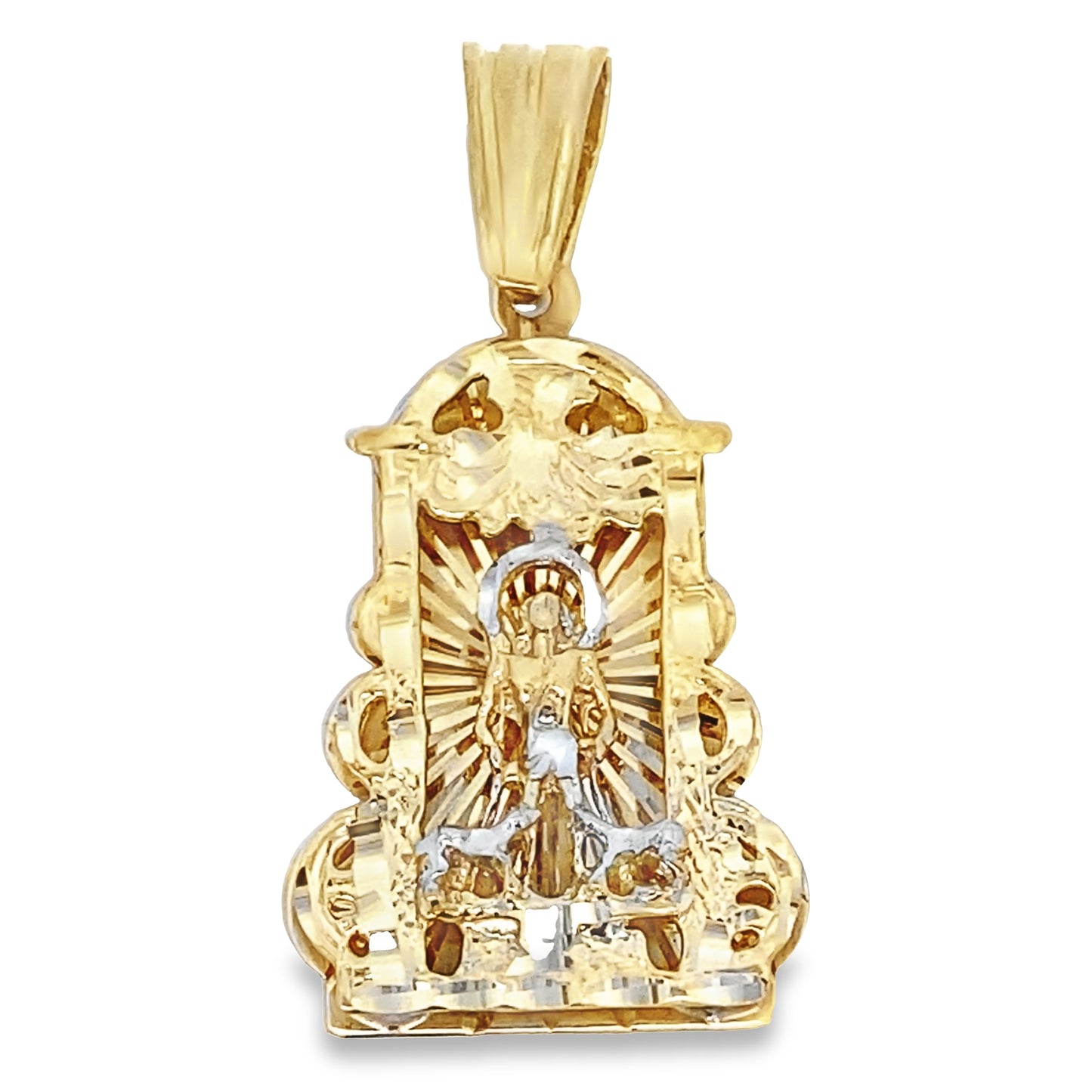 10K Two Tone 3D San Lazaro Pendant 6.6Dwt