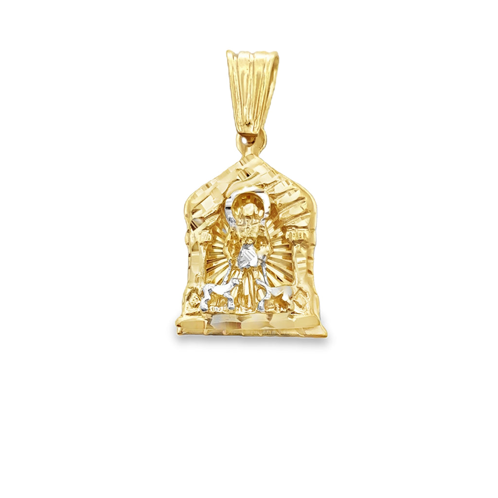 10K Two Tone Gold 3D San Lazaro Pendant 6.1Dwt