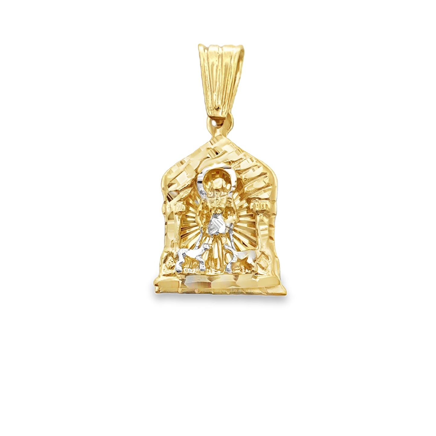 10K Two Tone Gold 3D San Lazaro Pendant 6.1Dwt