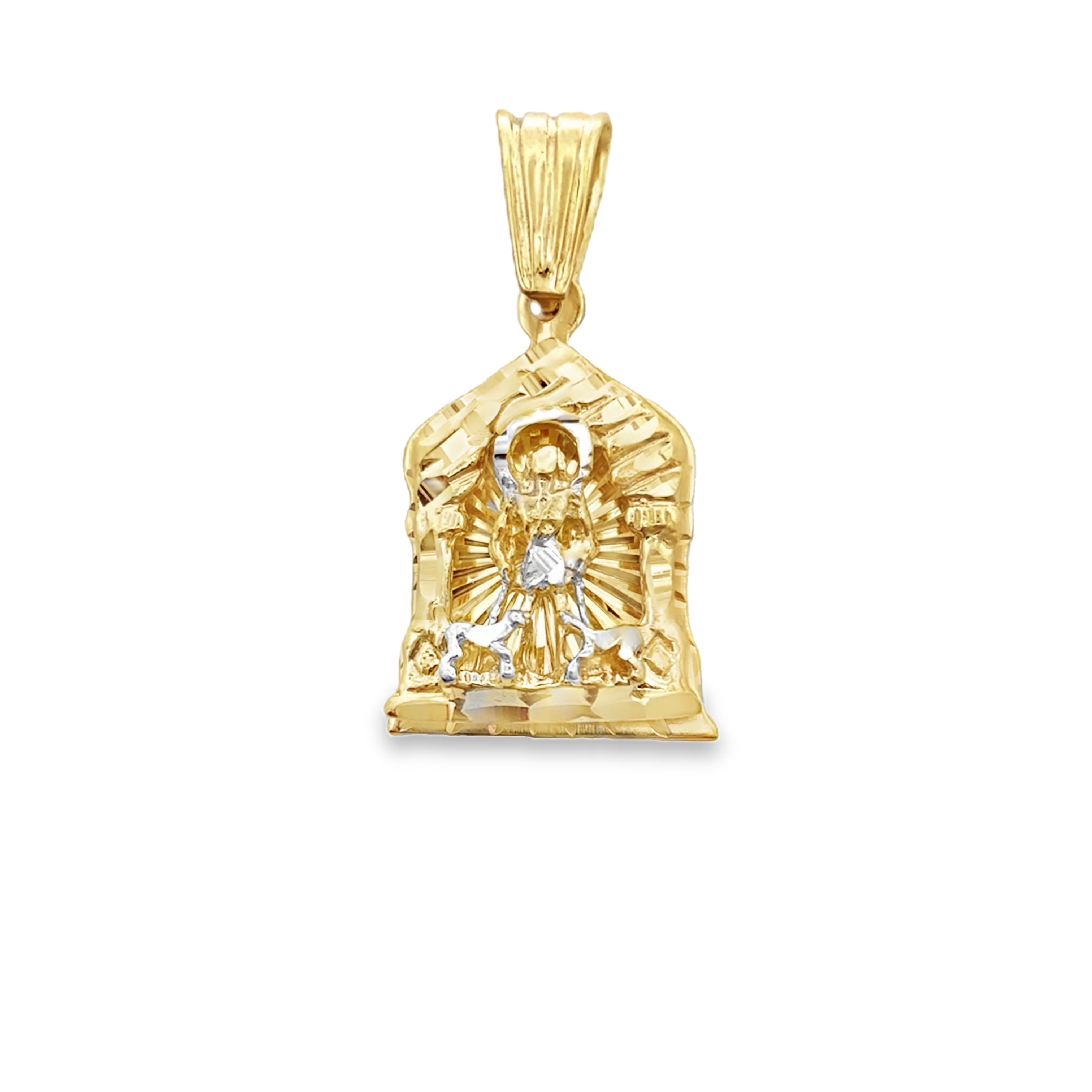10K Two Tone Gold 3D San Lazaro Pendant 6.1Dwt