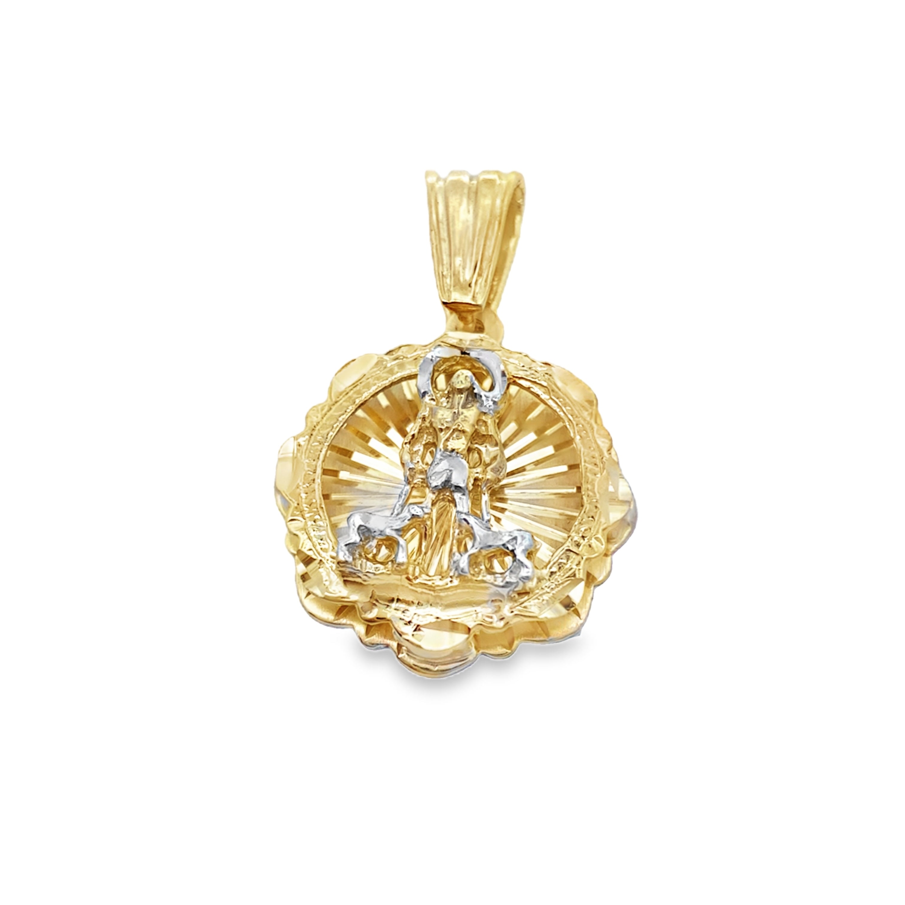 10K Two Tone Gold 3D San Lazaro Pendant 5.5Dwt