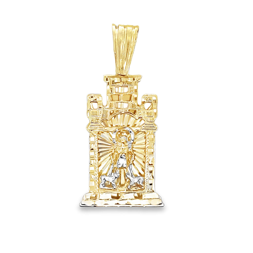 10K Two Tone Gold 3D San Lazaro Pendant 7.3Dwt