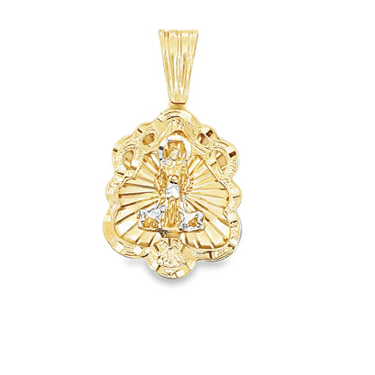 10K Two Tone Gold 3D San Lazaro Pendant 6.9Dwt