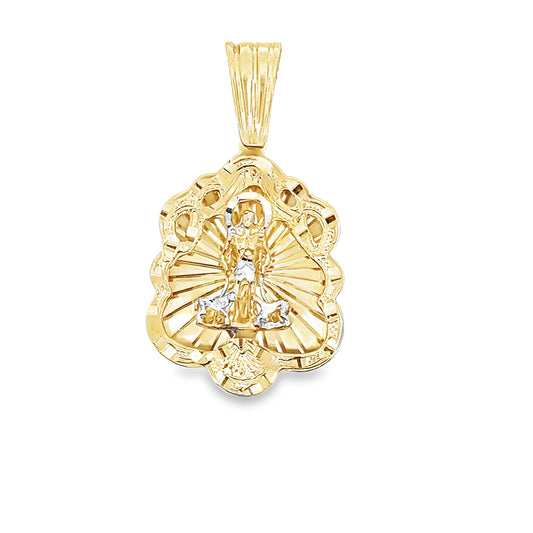 10K Two Tone Gold 3D San Lazaro Pendant 6.9Dwt