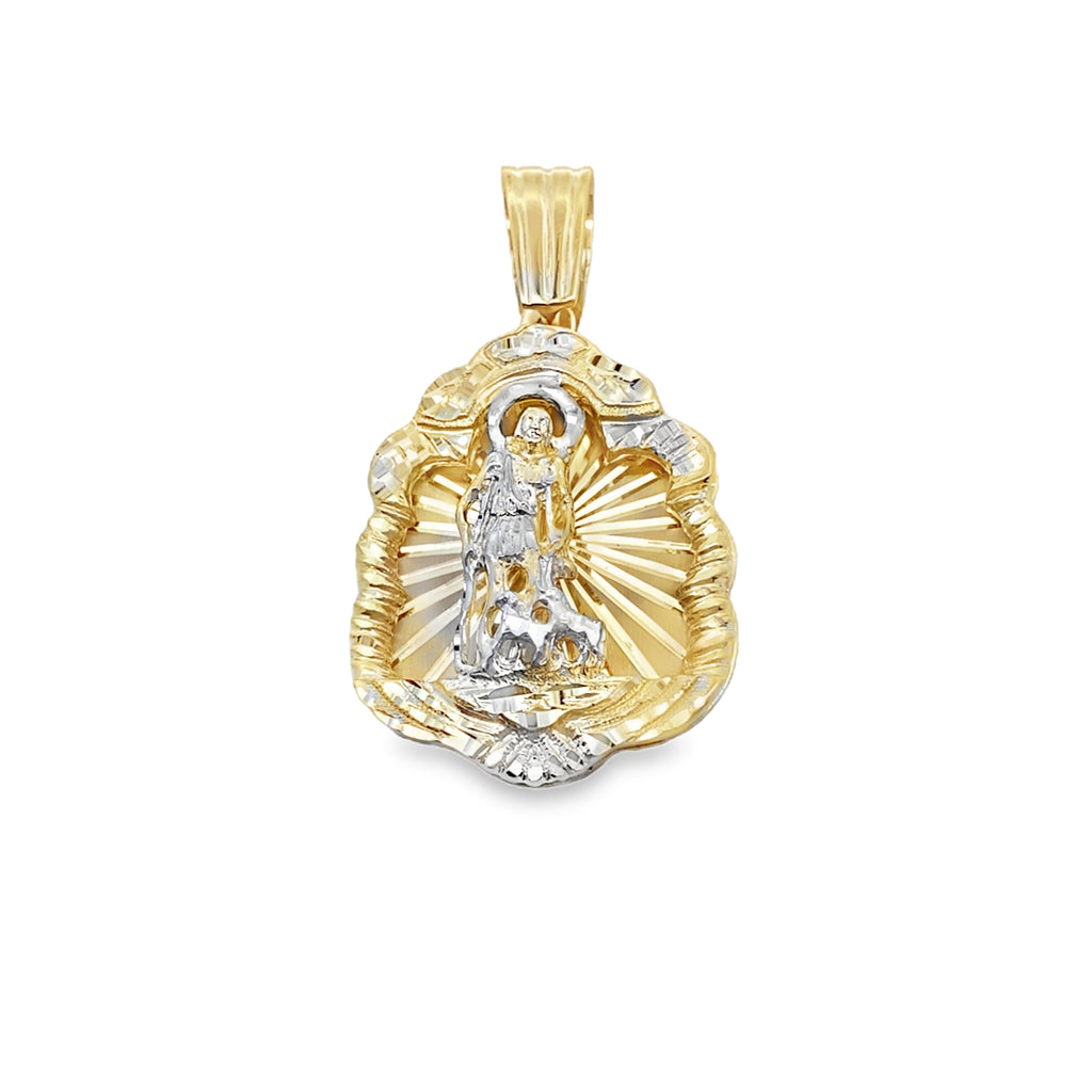 10K Two Tone Gold 3D San Lazaro Pendant 17.5Dwt