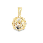 10K Two Tone Gold 3D Caridad Del Cobre Pendant 4.9Dwt