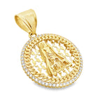 10K Yellow Gold Cz Round San Lazaro Pendant 4.7Dwt