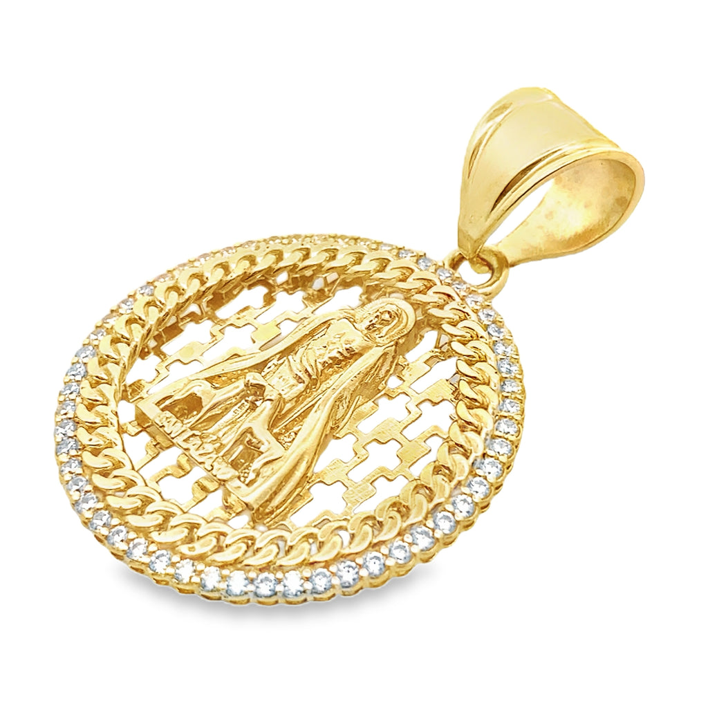 10K Yellow Gold Cz Round San Lazaro Pendant 4.7Dwt