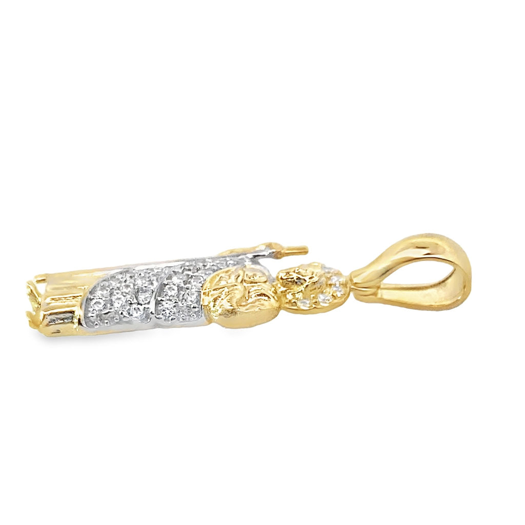 14K Yellow Gold Cz San Judas Pendant 1.2Dwt
