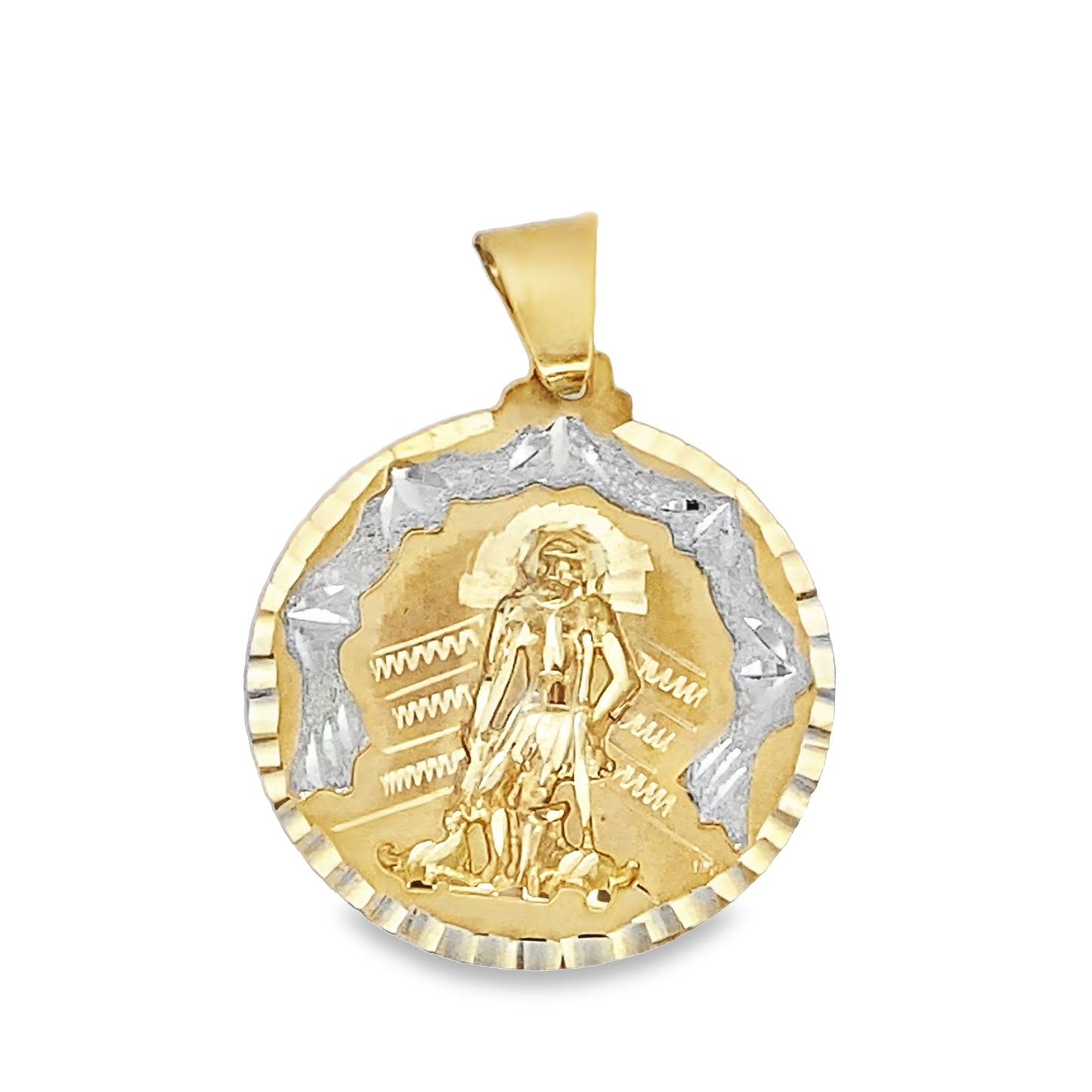 10K Two Tone Gold San Lazaro Charm 4.2Dwt