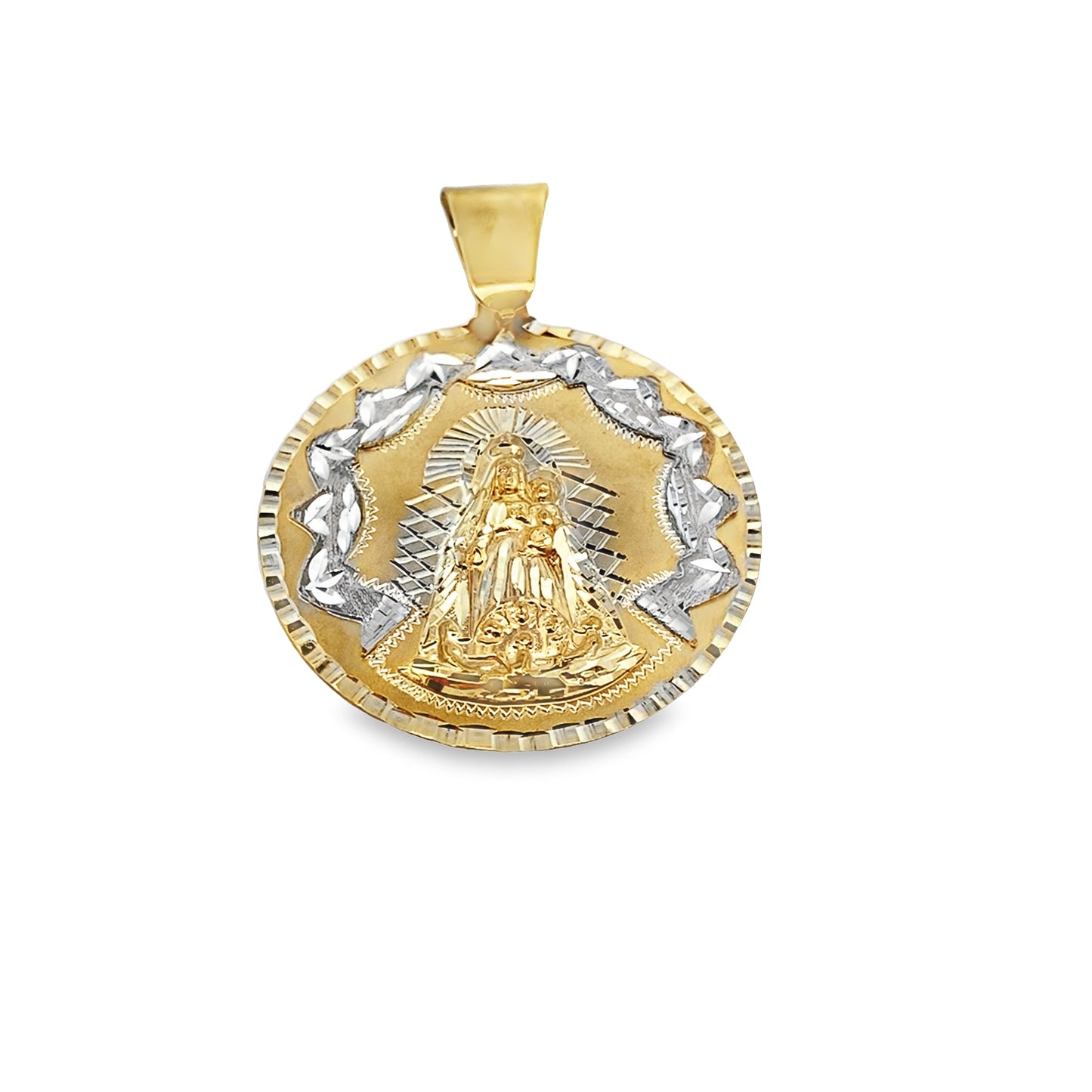 10K Two Tone Large Caridad Del Cobre Charm 10.2Dwt