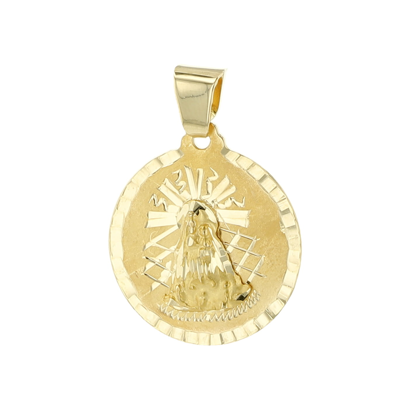 14K Yellow Gold Round Caridad Del Cobre Pendant 2.1Dwt