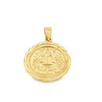 14K Yellow Gold Small Round Caridad Del Cobre Pendant 1.3Dwt
