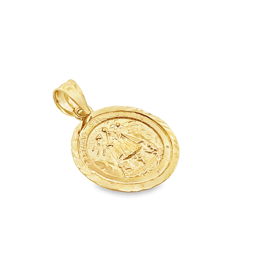 14K Yellow Gold Caridad Del Cobre Pendant 15Mm 0.8Dwt