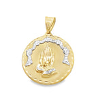 14K Two Tone Gold Praying Hands Medal  5.0Dwt