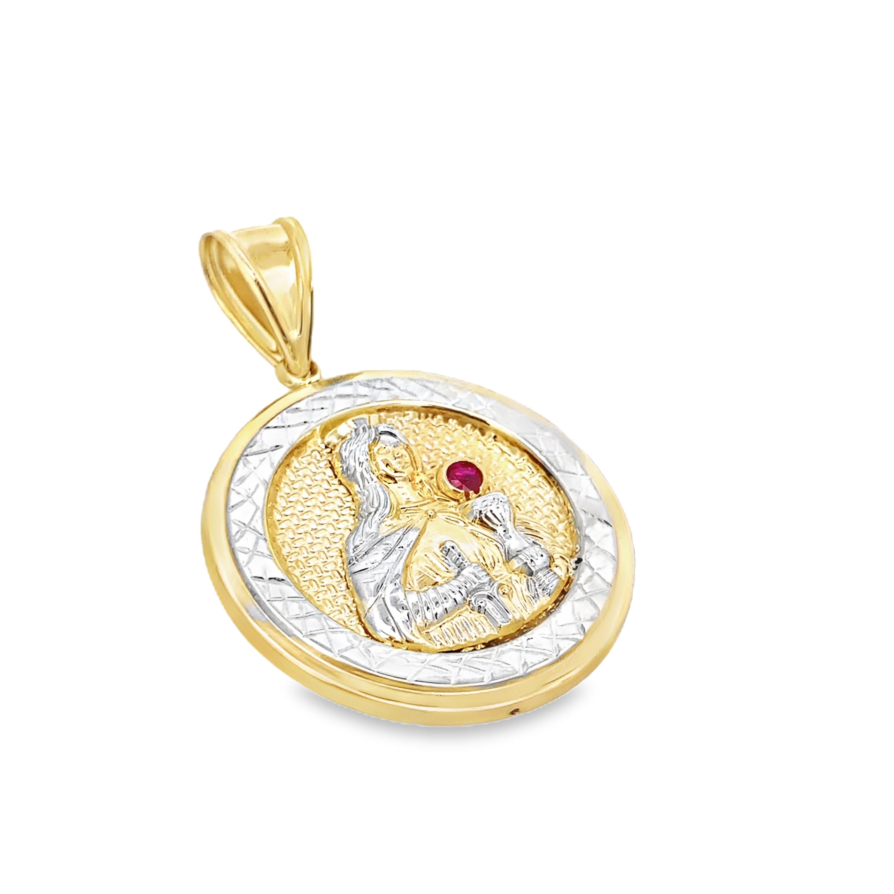 14K Two Tone Gold Santa Barbara Pendant 4.0Dwt