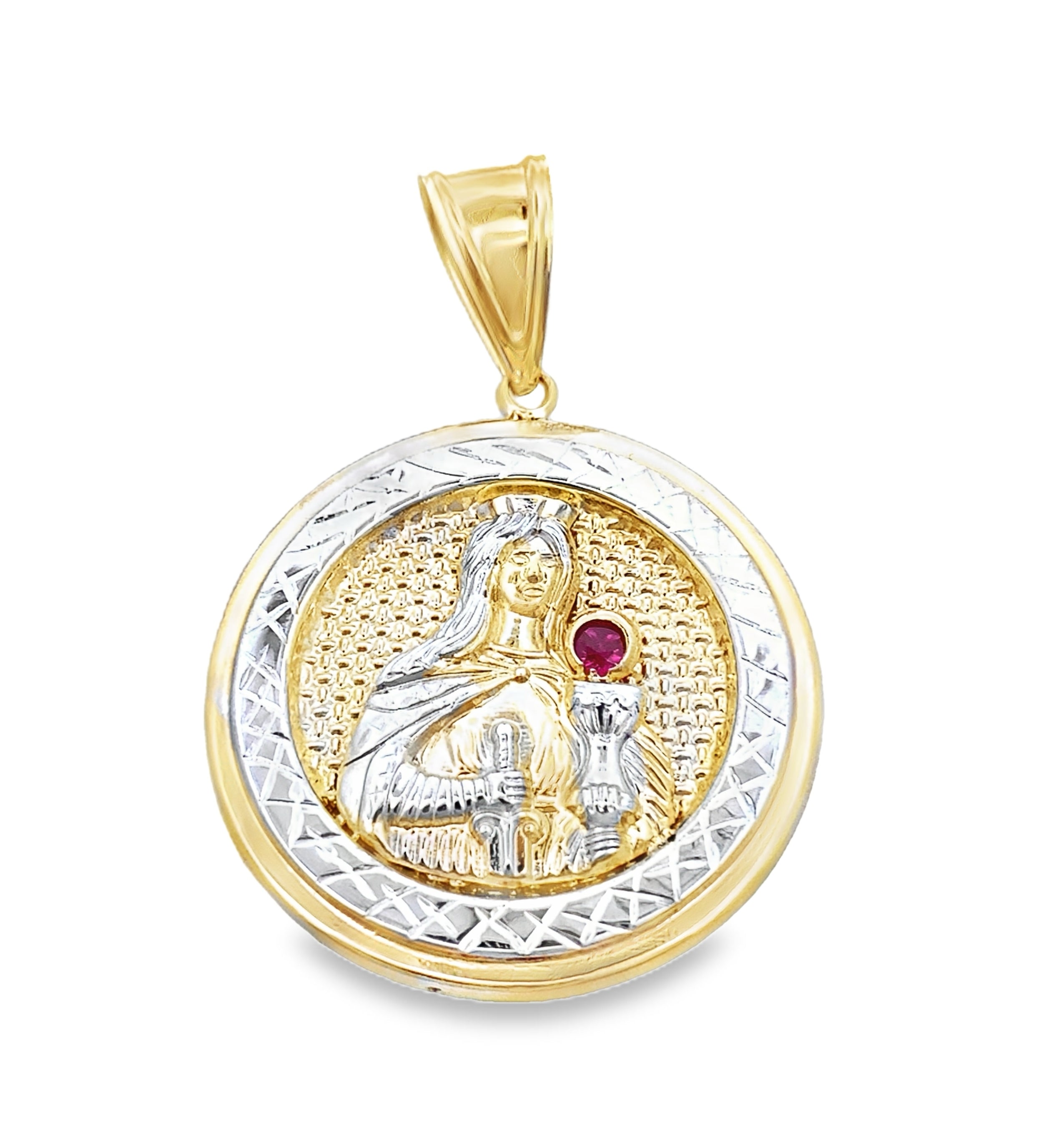 14K Two Tone Gold Santa Barbara Pendant 4.0Dwt