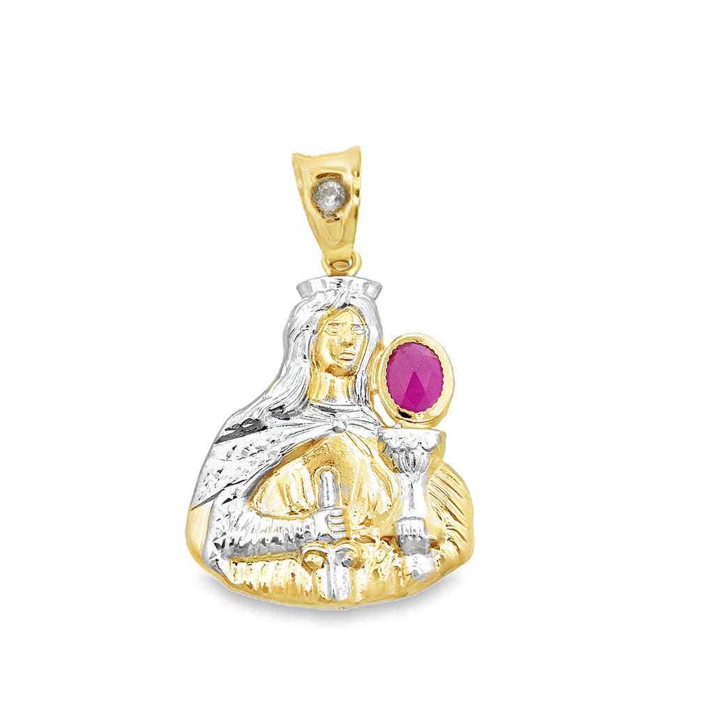 14K Two Tone Gold Santa Barbara Pendant 2.2Dwt