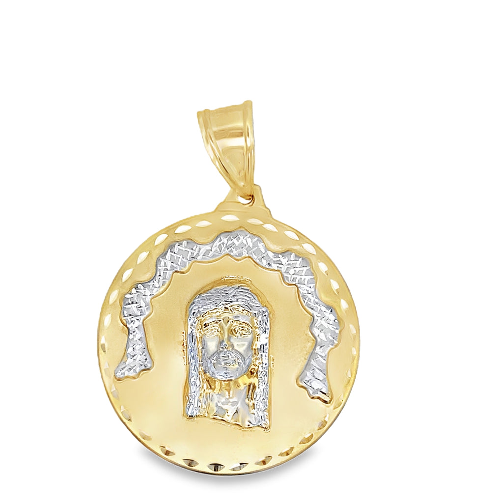 14K Two Tone Gold Jesus Face Pendant 5.1Dwt