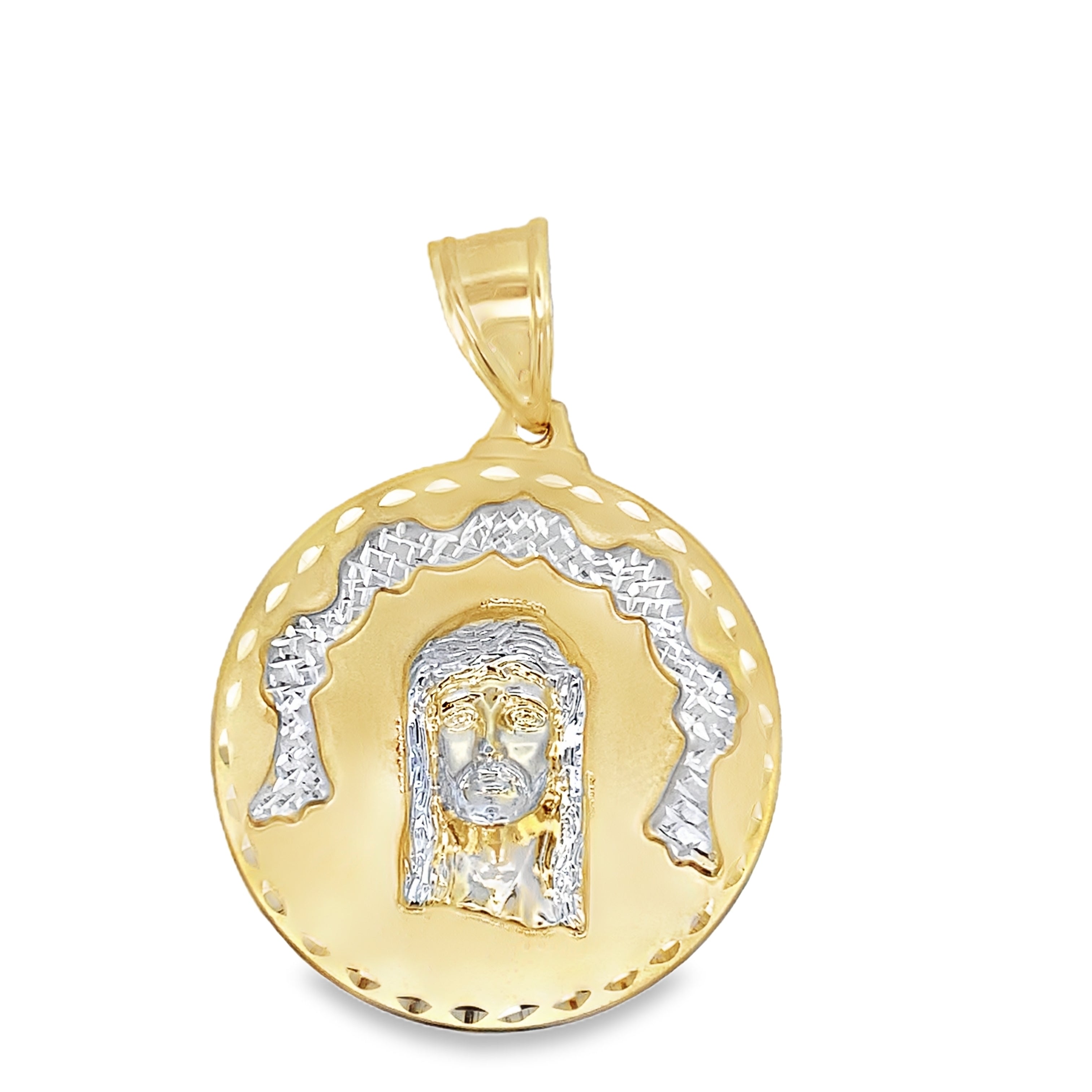 14K Two Tone Gold Jesus Face Pendant 5.1Dwt