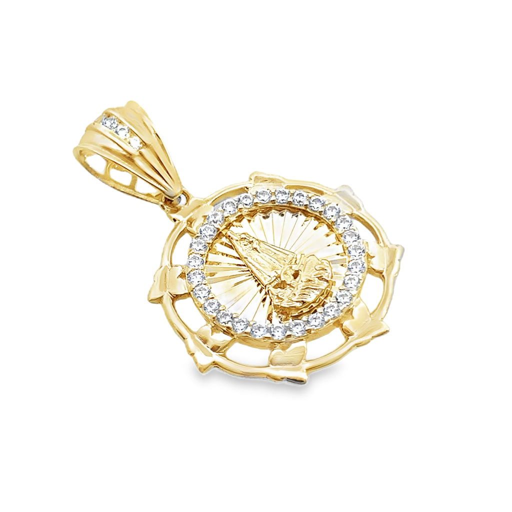 14K Yellow Gold Cz Caridad Del Cobre Pendant 1.5Dwt