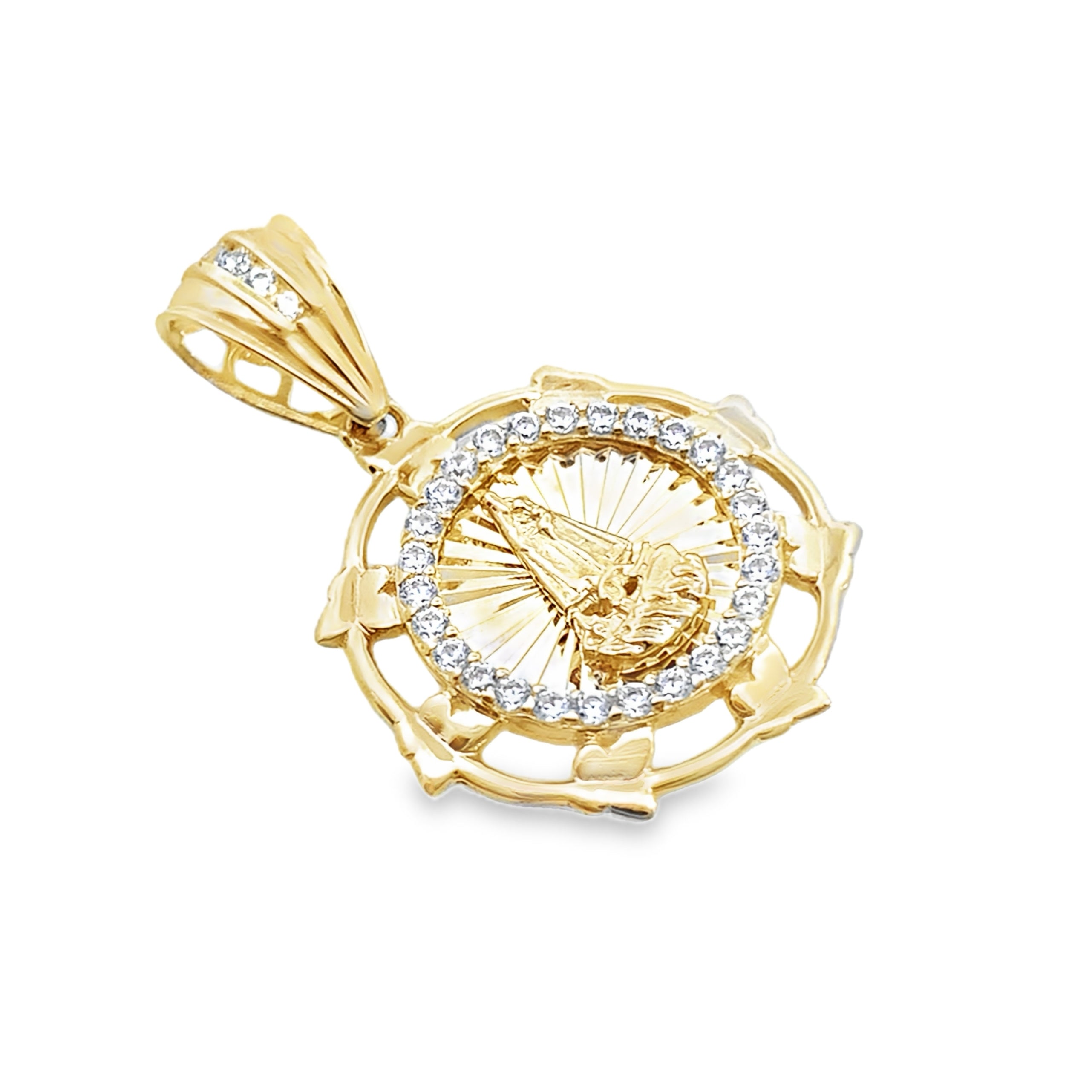 14K Yellow Gold Cz Caridad Del Cobre Pendant 1.5Dwt