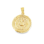 14K Yellow Gold Small Round Caridad Del Cobre Pendant 1.1Dwt