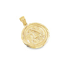 14K Yellow Gold Small Round Caridad Del Cobre Pendant 1.1Dwt