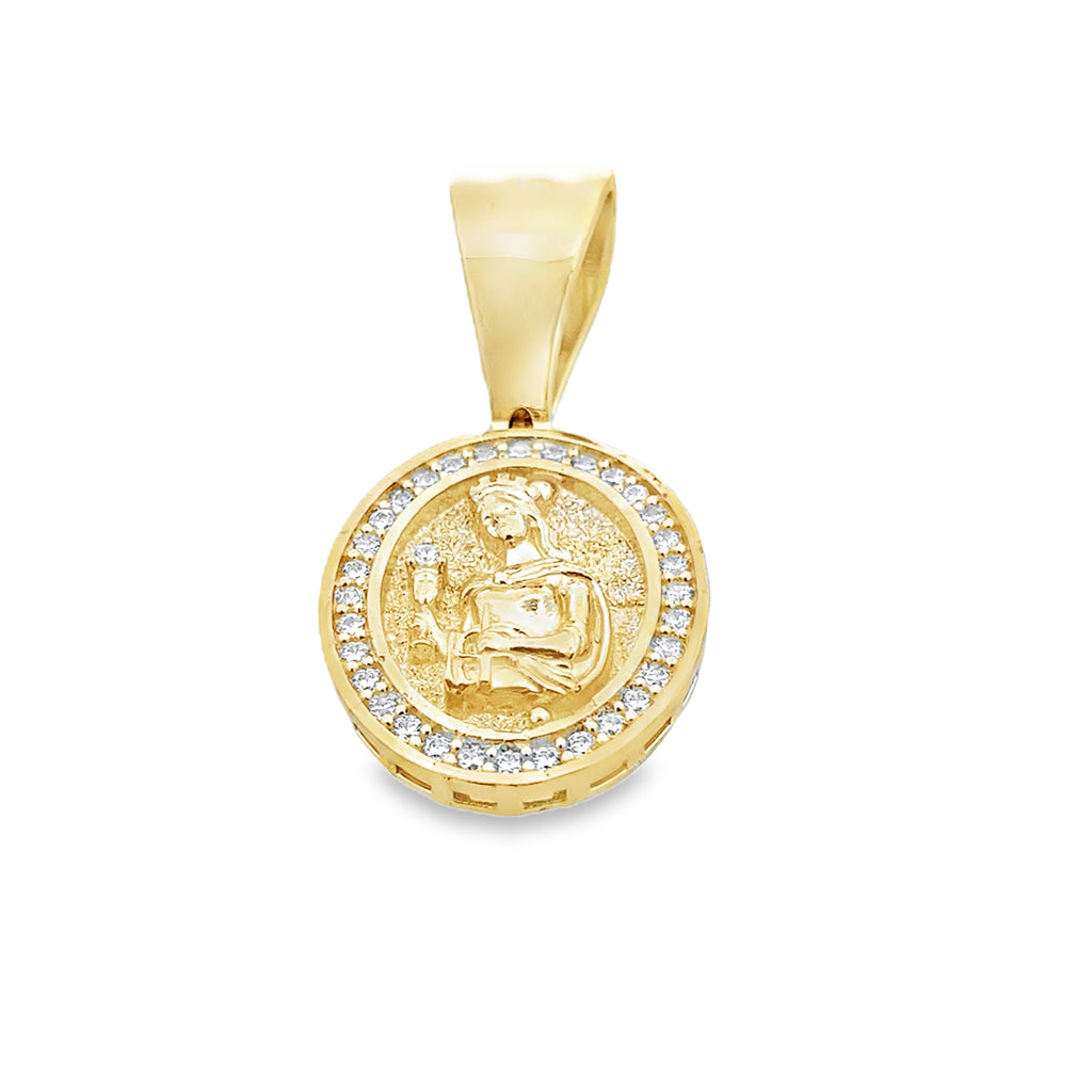 10K Yellow Gold Cz Oval Santa Barbara Pendant 2.4Dwt
