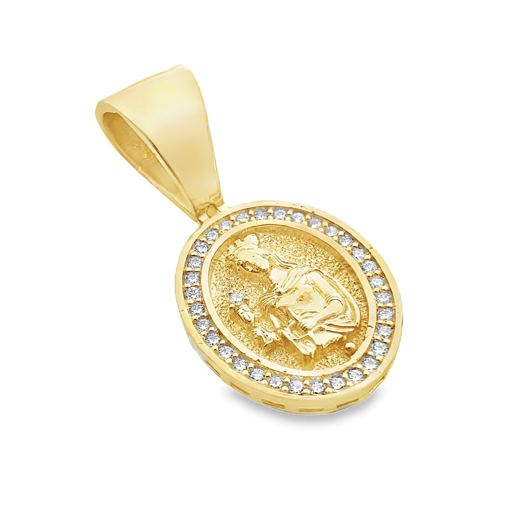 10K Yellow Gold Cz Oval Santa Barbara Pendant 2.4Dwt
