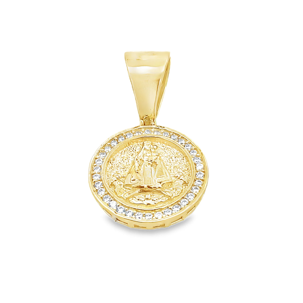 10K Yellow Gold Cz Caridad Del Cobre Pendant 2.3Dwt