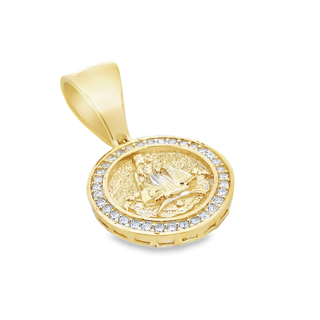 10K Yellow Gold Cz Caridad Del Cobre Pendant 2.3Dwt