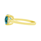 0.07Ct Dia 2.61Ct Bt 14K Yellow Gold Dia & Swiss Blue Topaz Fashion Ring Size 7 1.8Dwt