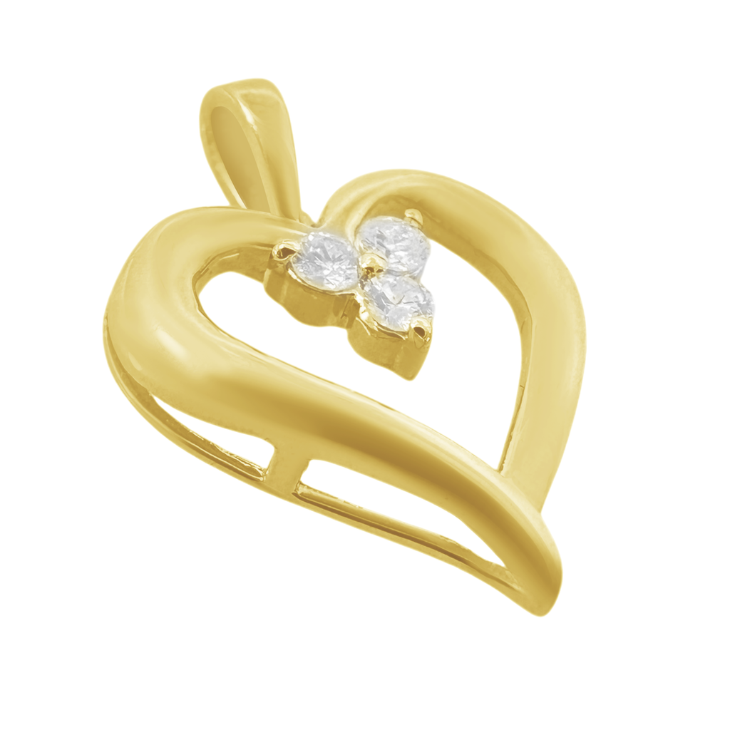 0.12Ctw 14K Yellow Gold Diamond Heart Pendant 1.0Dwt