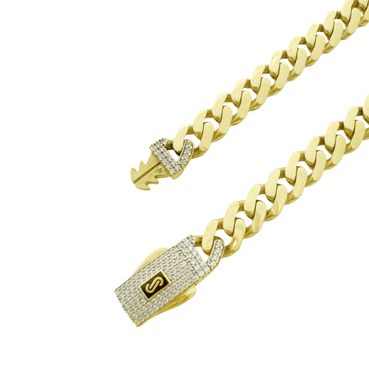 18K Yellow Gold Cz Royal Monaco Link Bracelet 7.5Mm 8In 7.9Dwt