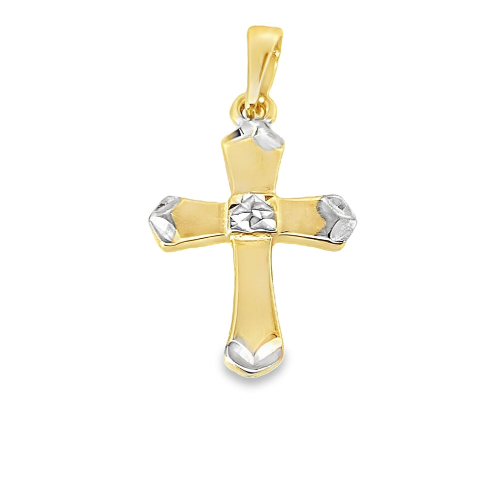 10K Two Tone Small  Cross Charm 0.4Dwt
