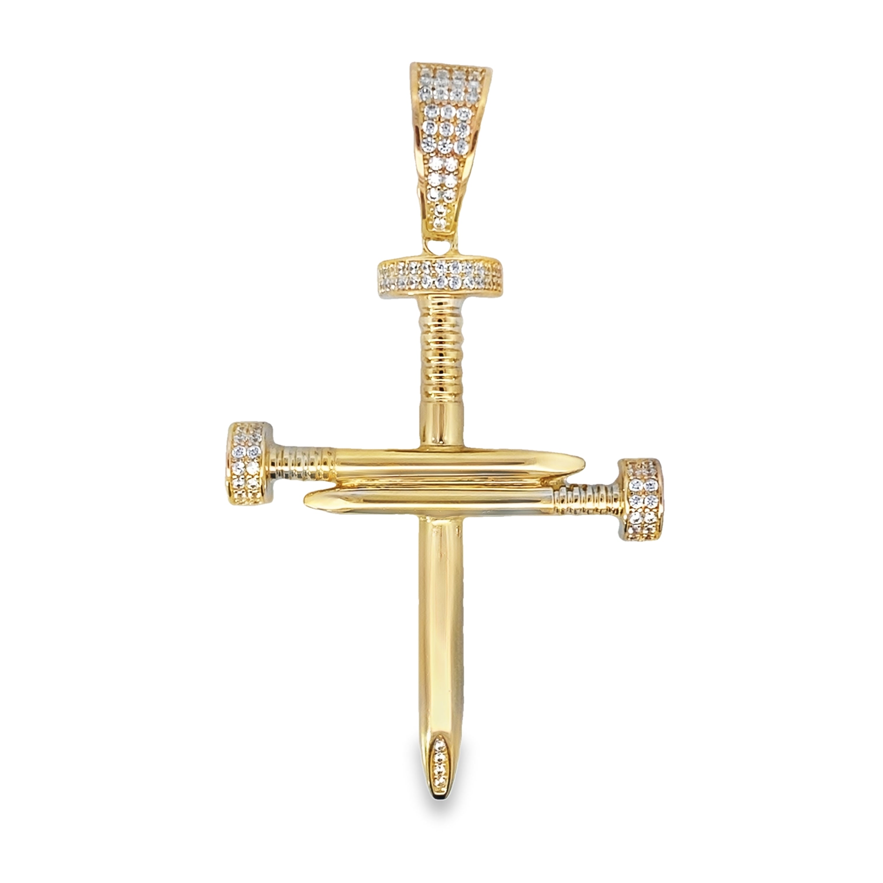 14K Yellow Gold Nails Cross Pendant 8.3Dwt