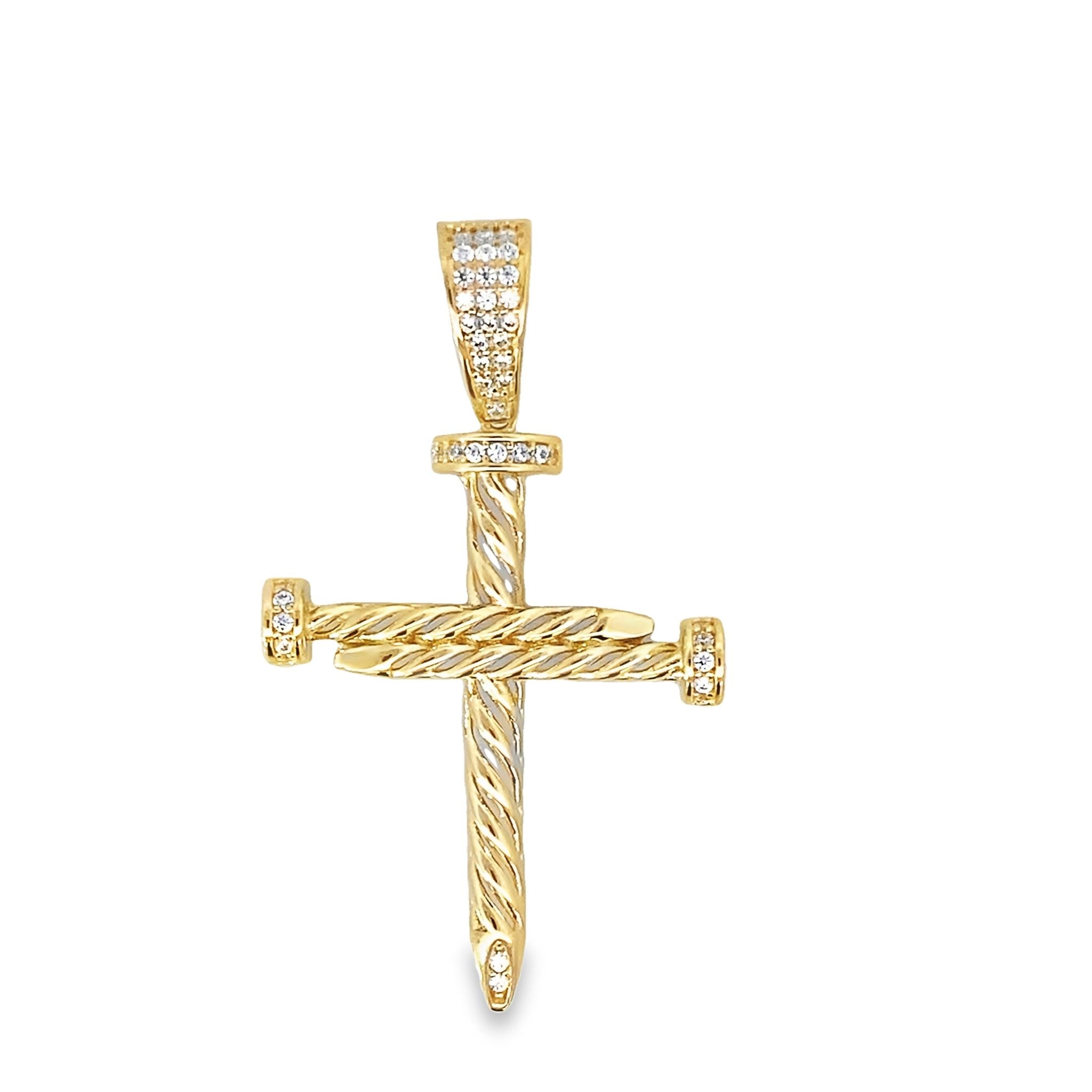 14K Yellow Gold Twister Cross Pendant 2.5Dwt