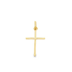 14K Yellow Gold Small Diamond Cut Cross Charm 0.2Dwt