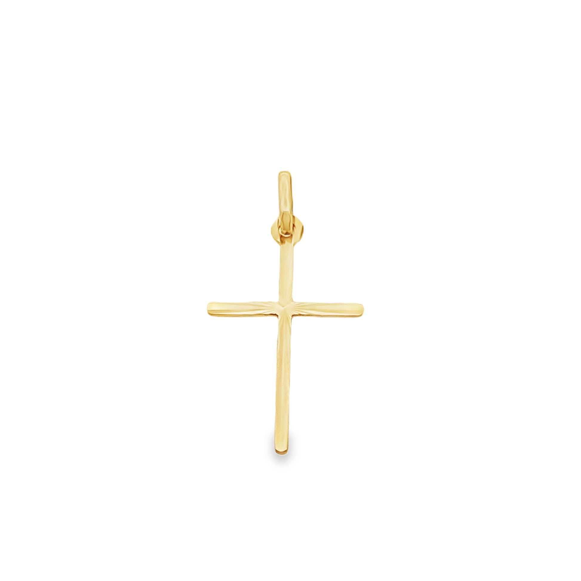 14K Yellow Gold Small Diamond Cut Cross Charm 0.2Dwt