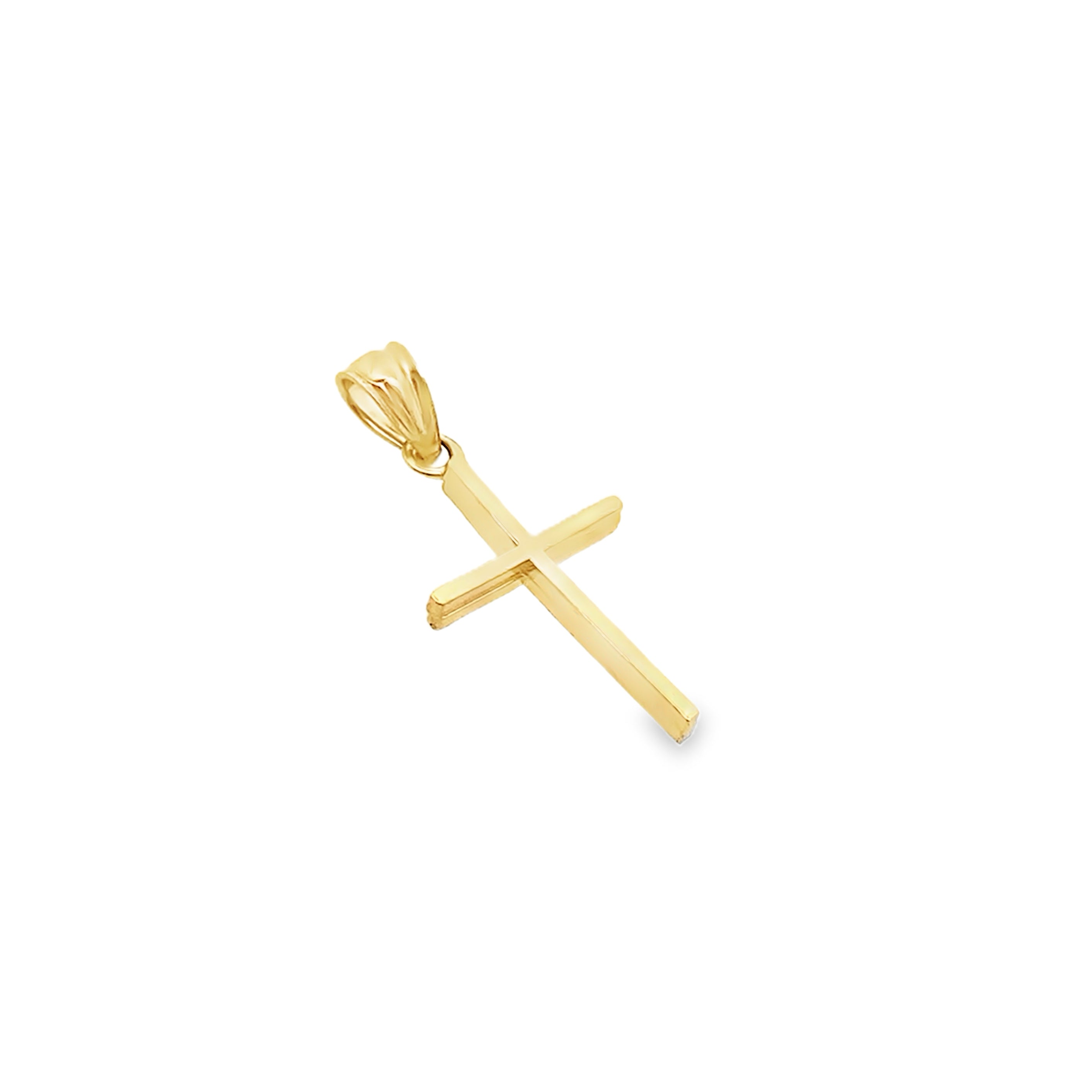 10K Yellow Gold Diamond Cut Small Cross Pendant 0.4Dwt