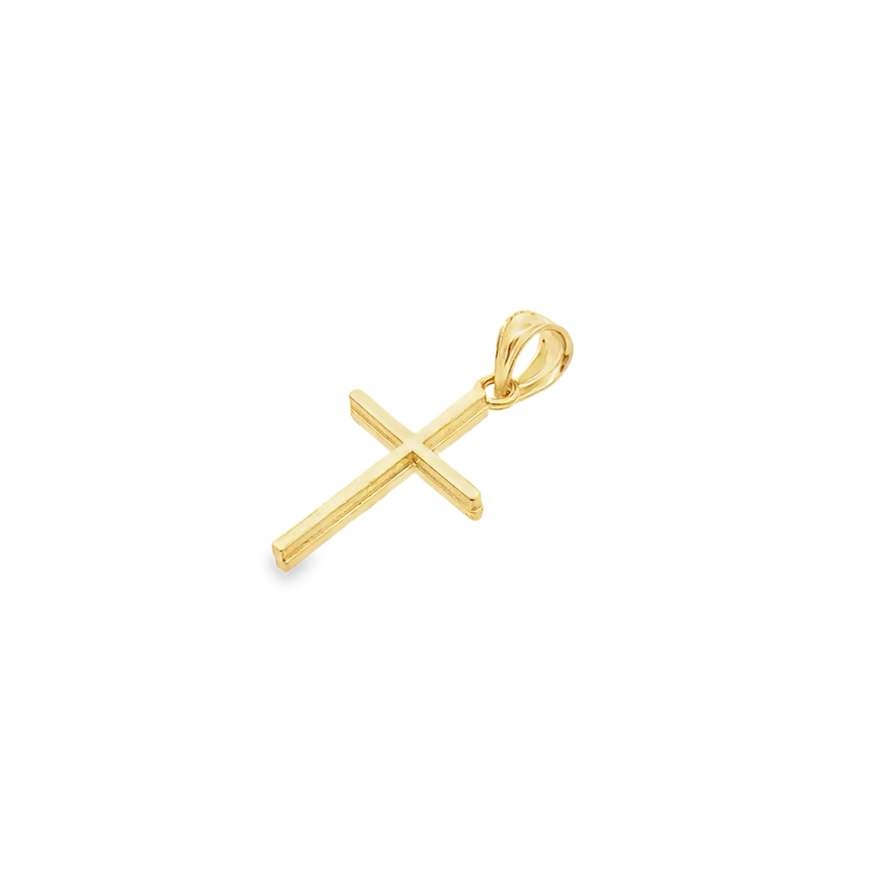10K Yellow Gold Diamond Cut Small Cross Pendant 0.4Dwt