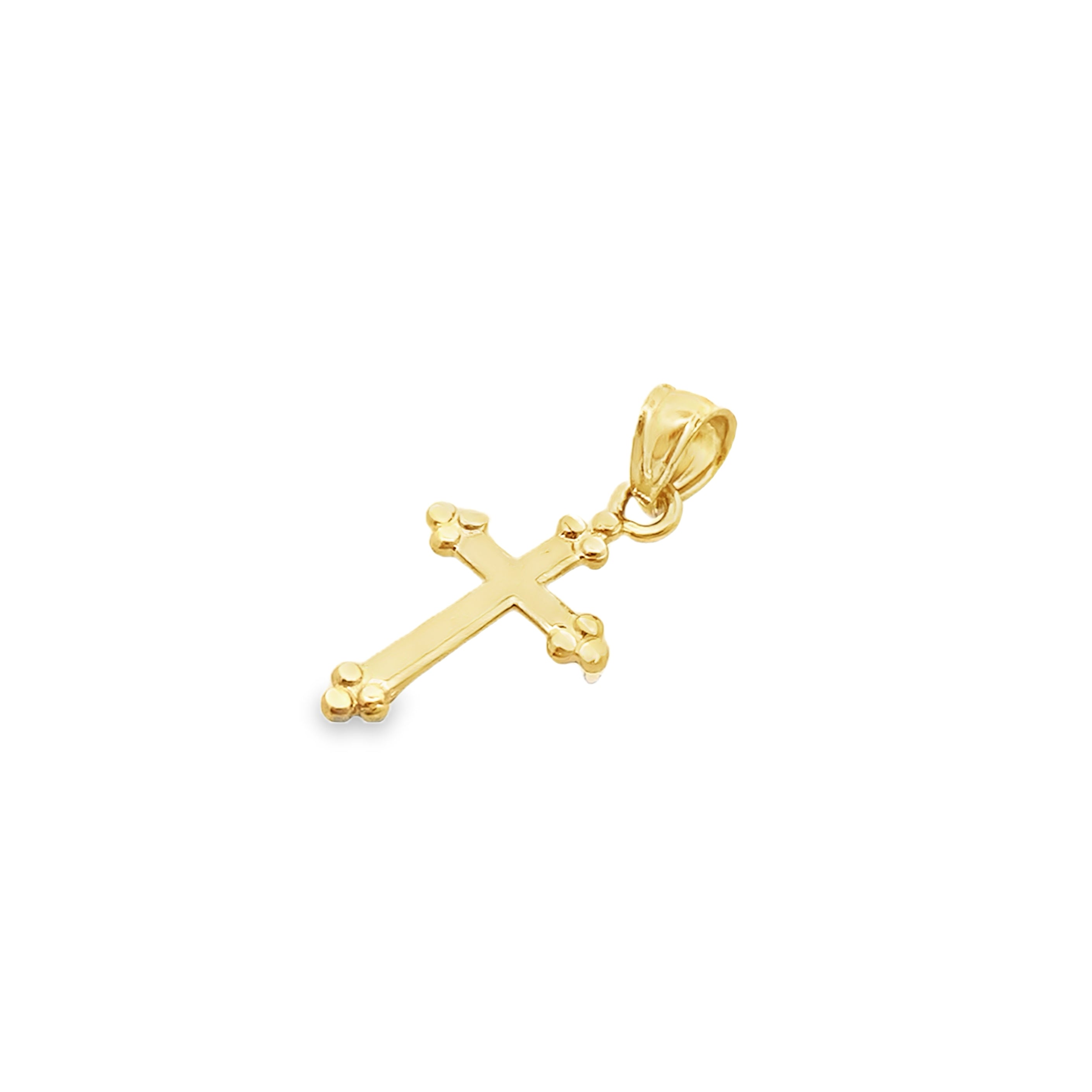 10K Yellow Gold Diamond Cut Small Cross Pendant 0.3Dwt