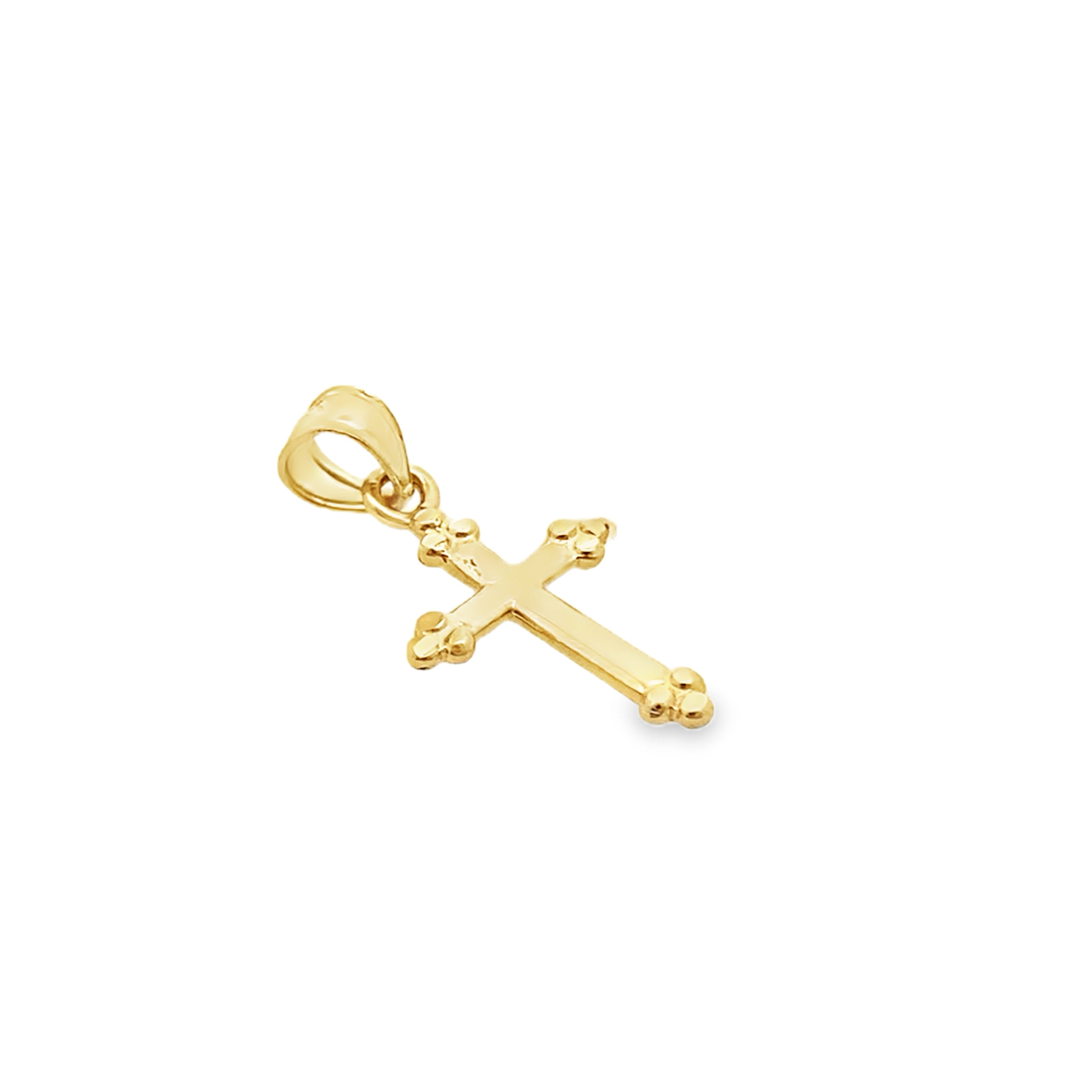 10K Yellow Gold Diamond Cut Small Cross Pendant 0.3Dwt