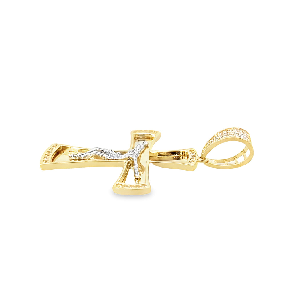 14K Two Tone Crucifix Pendant 4.1Dwt